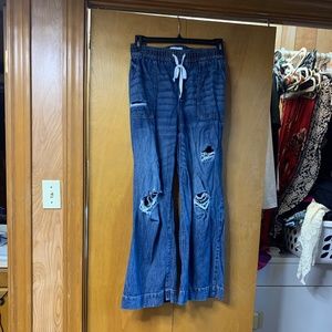 Wide leg pull on jeans